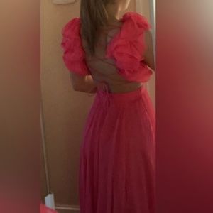 MAC DUGGAL RUFFLE HOT PINK DRESS SIZE 2